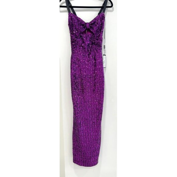 Dolce And Gabbana Purple Sequinned Cut Out Long Dress - Picture 6 of 12